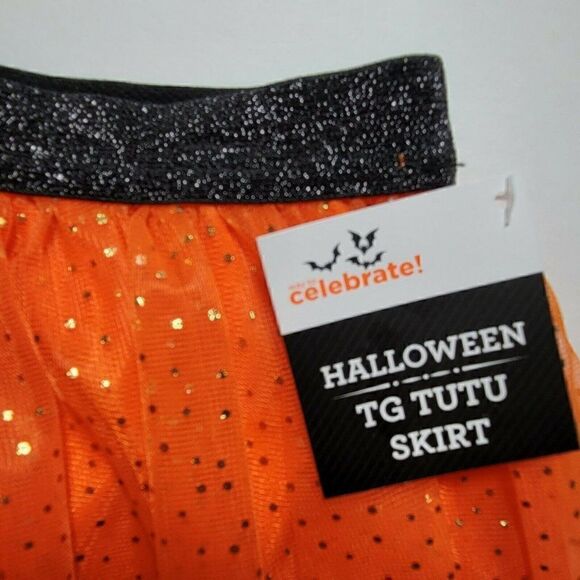 Halloween Orange/Gold Polka Dot Tutu Skirt Girl 4T - Picture 3 of 10